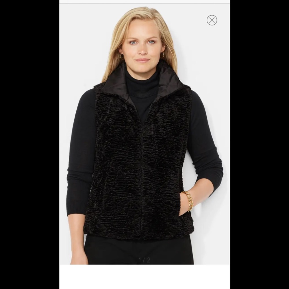 Ralph Lauren Faux Persian Lamb Reversible Vest